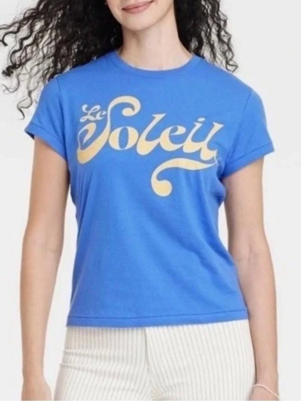 *Universal Threads* Blue "Le Soleil"Graphic Short Sleeve Crewneck Tee, XS - NEW!
